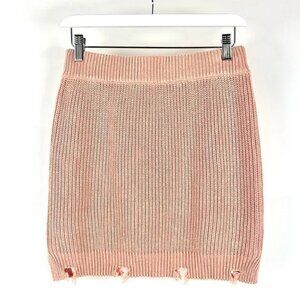 MABLE Julia Salmon Distressed Edge Sweater Skirt